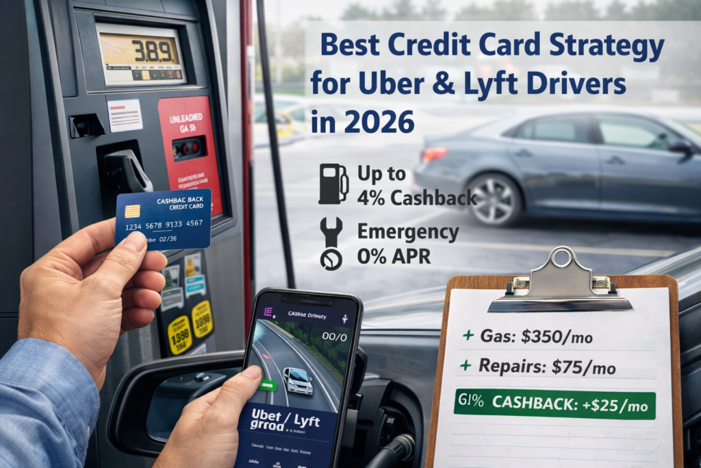 Uber driver using cashback credit card to pay for gas in 2026 to reduce expenses and increase profit